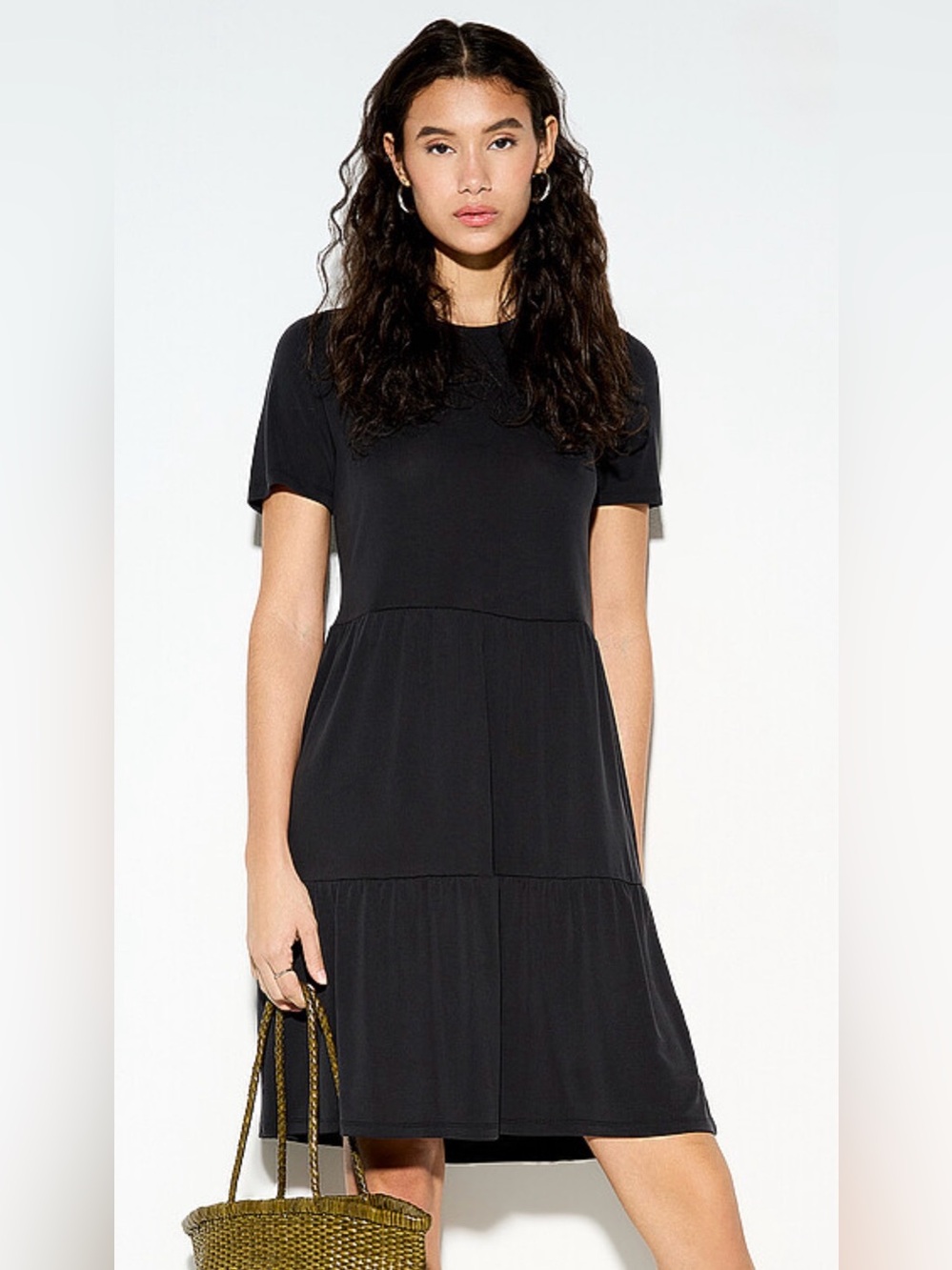 VERO MODA - NWT -  Black Dark Charcoal Short-Sleeve Tiered Dress